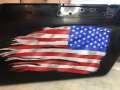 Tattered flag on Motorcycle Saddlebag